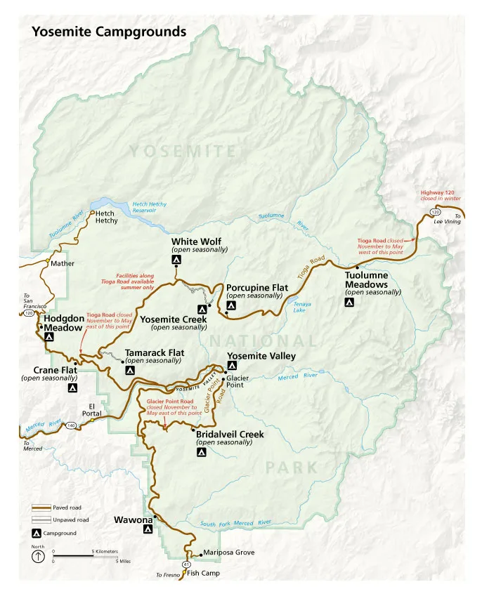 Map of Yosemite National Park-California- 