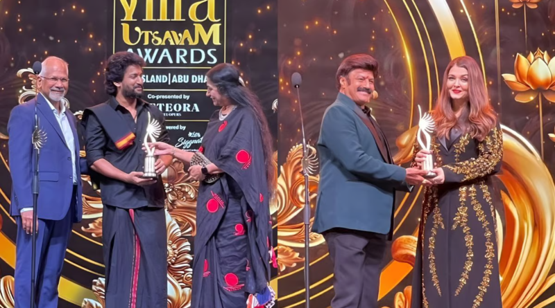 Aishwarya Rai Bachchan receiving the Best Actress award for her role in Ponniyin Selvan: II at the IIFA Utsavam 2024.