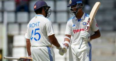 Rohit Sharma and Yashasvi Jaiswal during their record-breaking fastest 50-run partnership in Test match cricket.